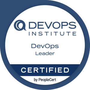 DevOps Leader course image showing leadership in DevOps transformation, team motivation, culture change, and organizational practices