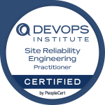 Site Reliability Engineering Practitioner course certification badge from PeopleCert