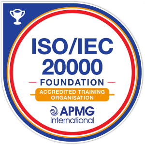ISO/IEC 20000 Foundation certification badge from APMG International, featuring the APMG logo and the text 'ISO/IEC 20000 Foundation.'