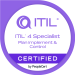 ITIL 4 Specialist Plan, Implement and Control (PIC) certification badge from PeopleCert