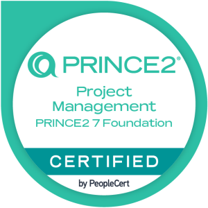 PRINCE2 Project Management Foundation course image showing project management principles, themes, processes, and controlled project environment.